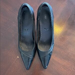 Portia Sz 6.5 Black Leather Pointed Toe Heels